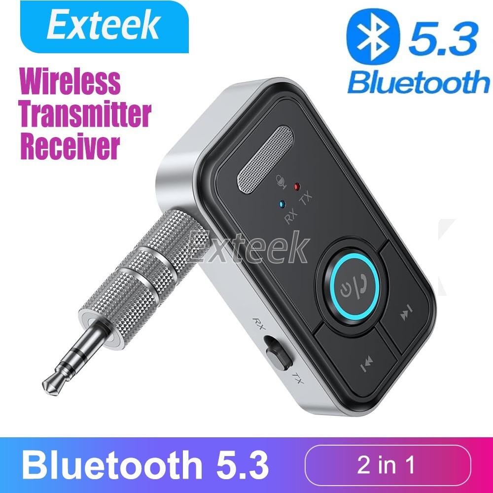 Bluetooth 5.3 Audio Adapter 2-in-1 Transmitter Receiver 3.5mm Jack Aux Black