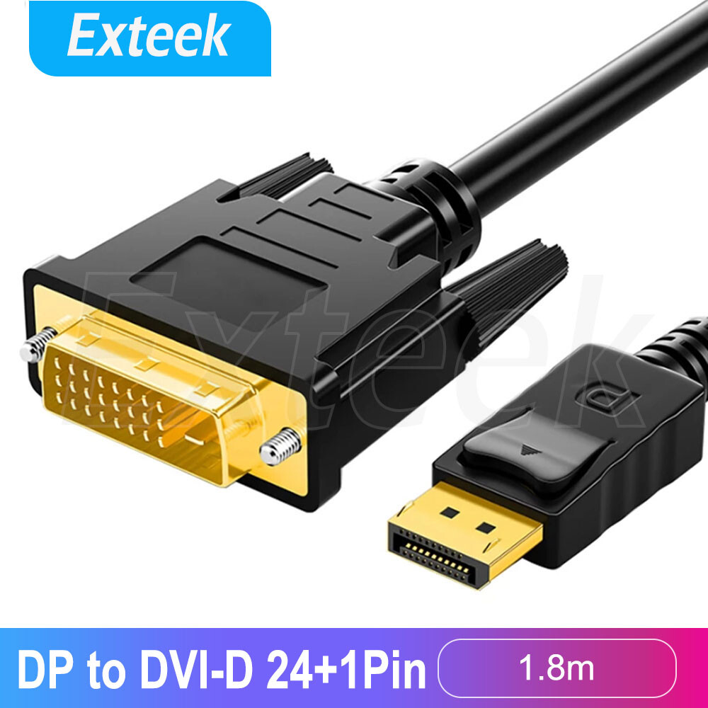DisplayPort to DVI-D 24 1 Pin Male Cable 1.8M Black 1080P Monitor Projector