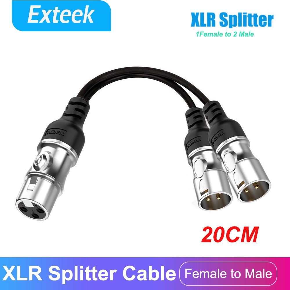 XLR Y-Cable Signal Splitter 1 Female to 2 Male 3-Pin 15cm Black Shielded OFC