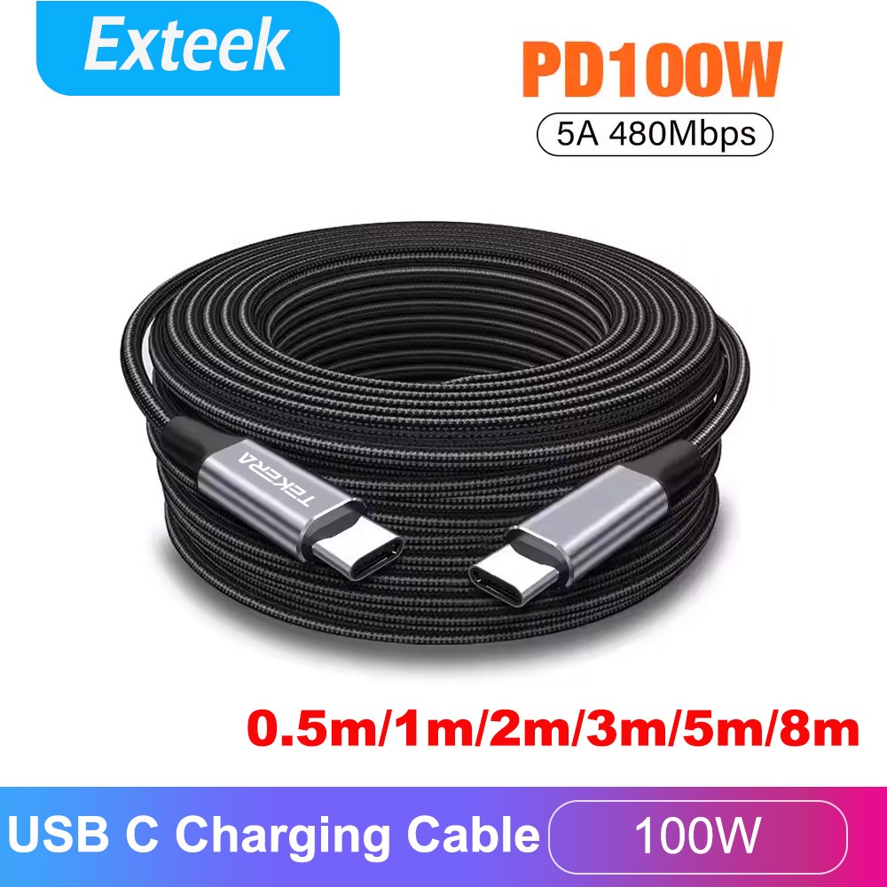 USB-C Type-C Cable 100W Fast Charging Data Nylon Black 0.5m Universal 480Mbps