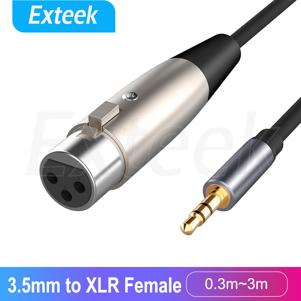 3.5mm TRS Stereo Jack to XLR Female Microphone Cable Gold Plated 1m Black 3 Pin