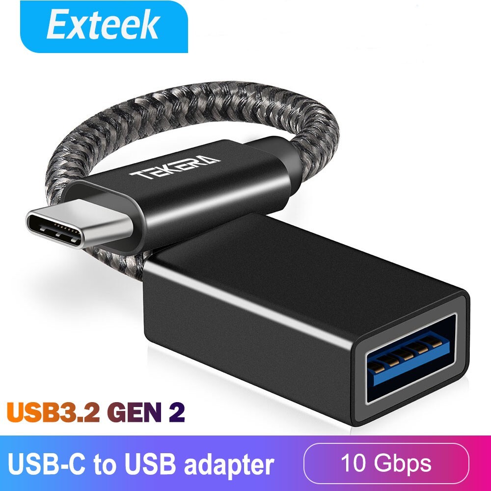 TEKERA USB-C OTG Adapter USB Type Male to USB 3.2 Female Cable 10Gbps 15cm Black