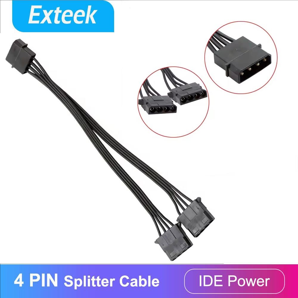 4 Pin IDE Molex 1-to-2 Power Splitter Extension Cable 20cm Male Female 5V/12V