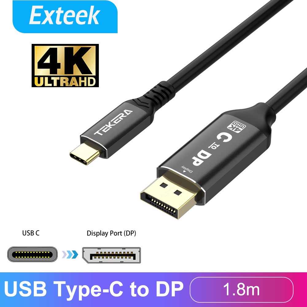 USB DP Cable USB3.1 Type DisplayPort 4K UHD 1.8m Black Apple Macbook Thunderbolt
