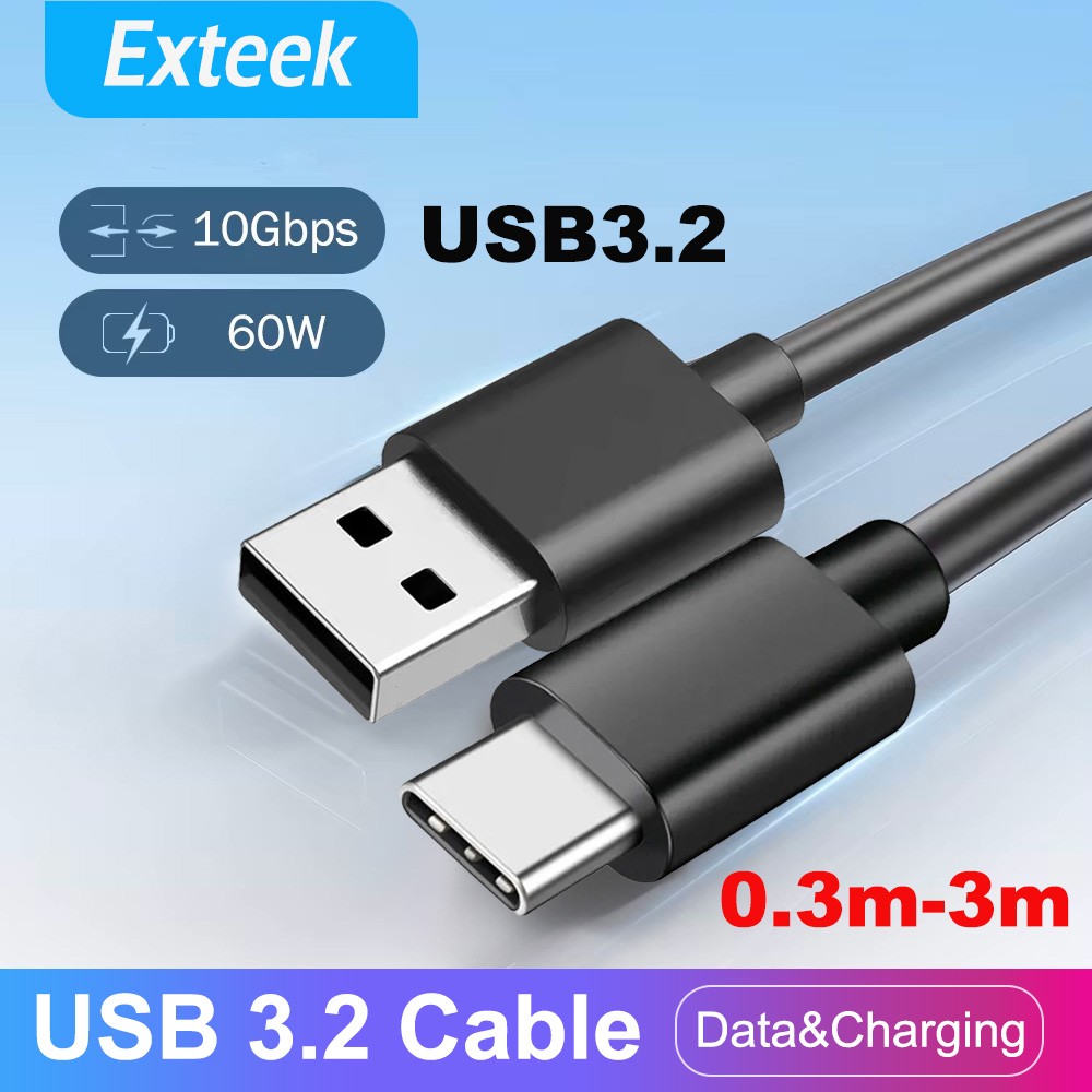 TEKERA USB 3.2 Gen2 10Gbps Type-C Data Charging Cable PD 60W 3A SSD Hard Disk