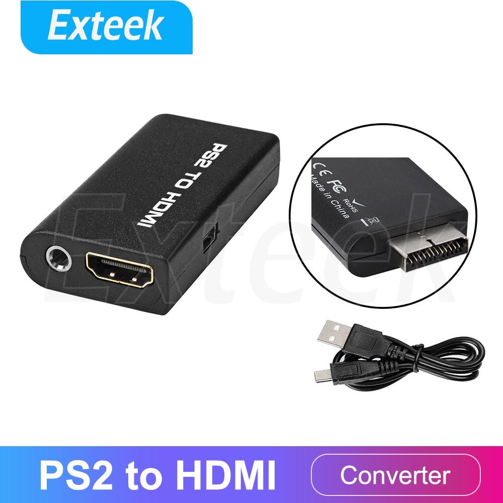 PS2 to HDMI Video Converter Composite AV Adapter 480i 576i 480p USB powered