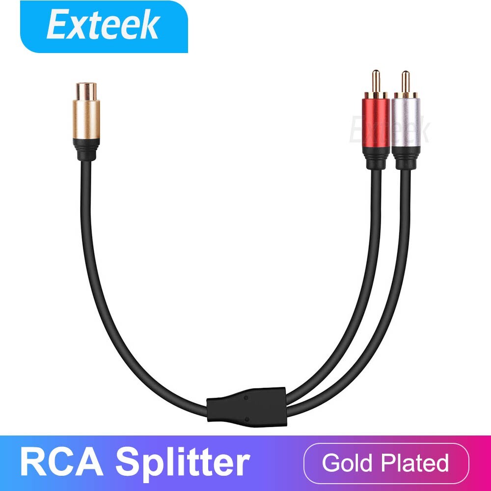 RCA Y-adapter Audio Splitter 1-Female to 2-Male RCA/Phono Gold Plated 25cm Black