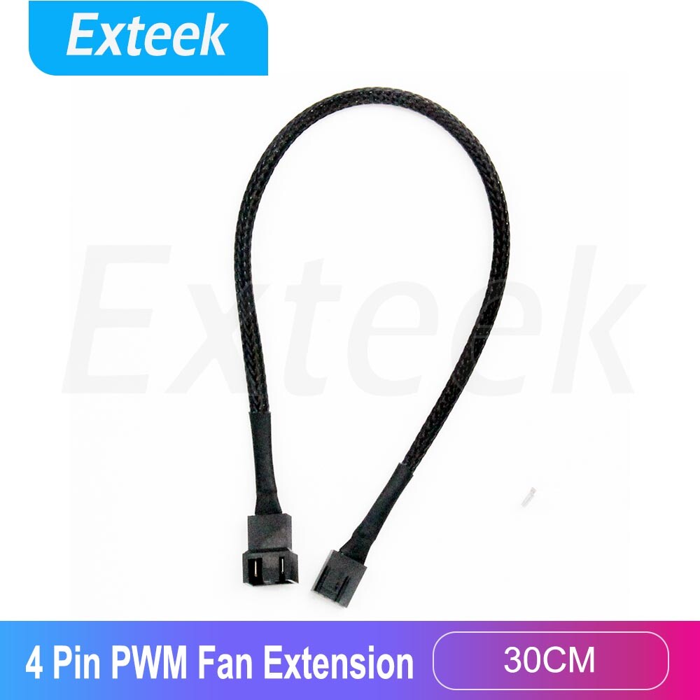 4 Pin PWM Fan Extension Power Cable 30cm Black 4PIN Female to Male PC Connector