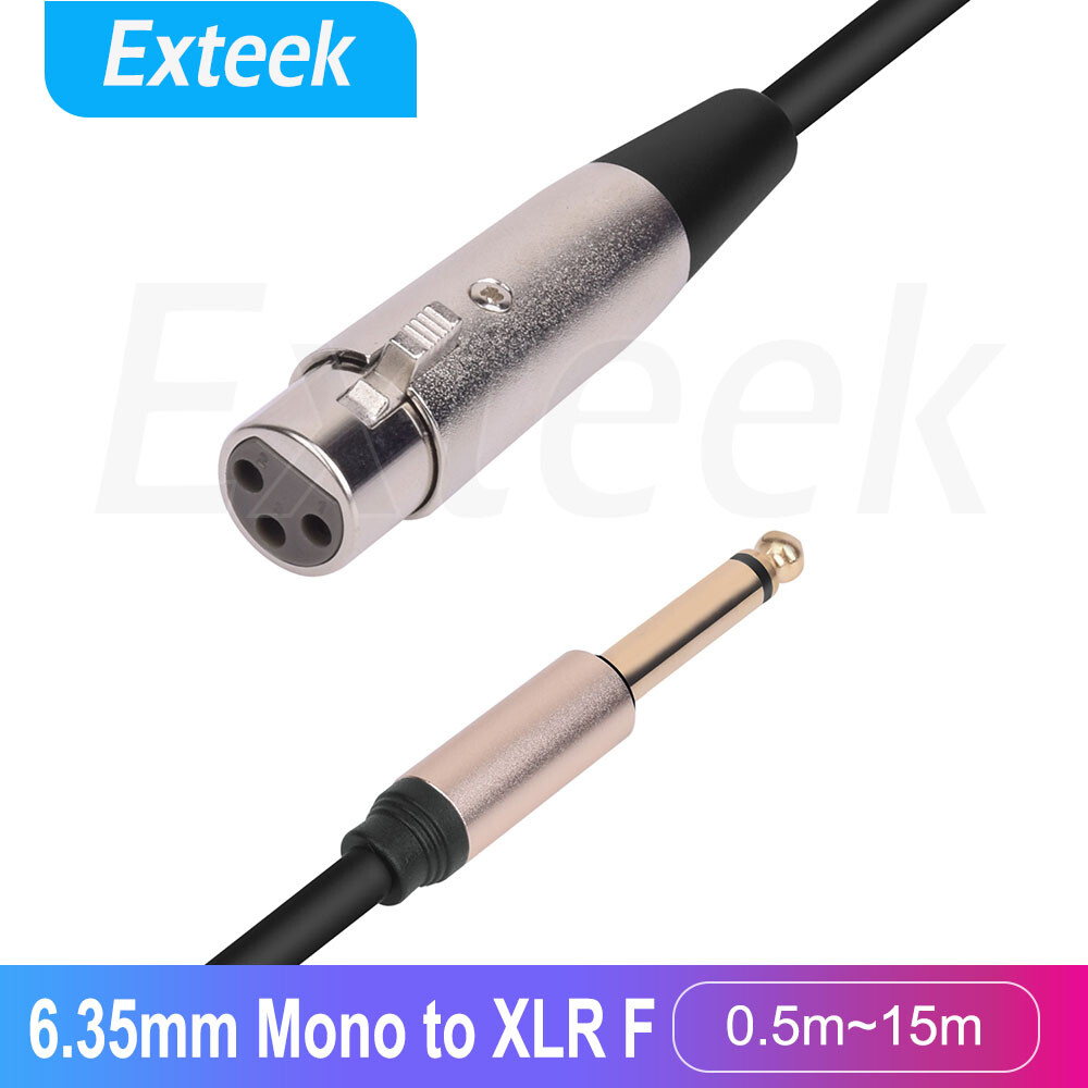 XLR Female to 6.35mm 1/4 Male Mono Jack Plug Microphone Cable Gold Plated 0.5m