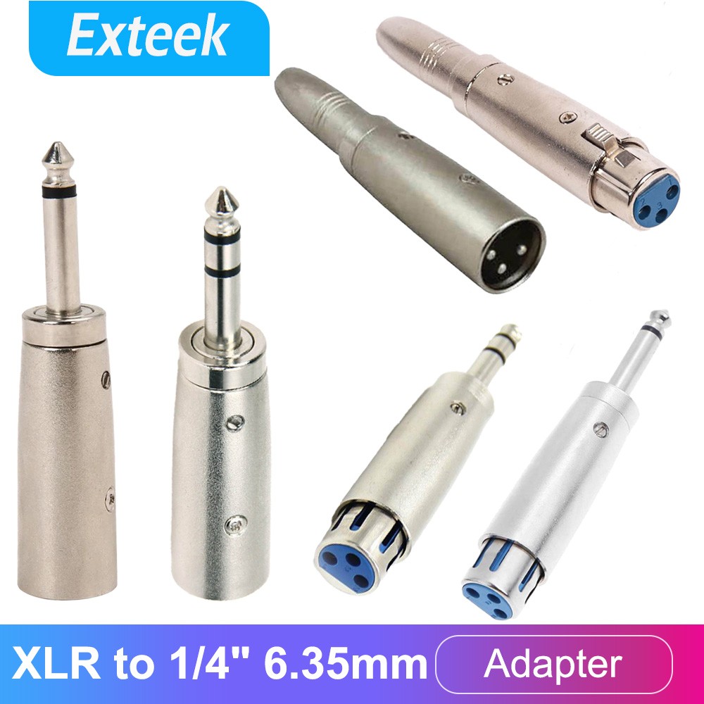 M/M XLR to 6.35mm 1/4 Inch Mono Adapter Silver Metal Microphone Audio Connector