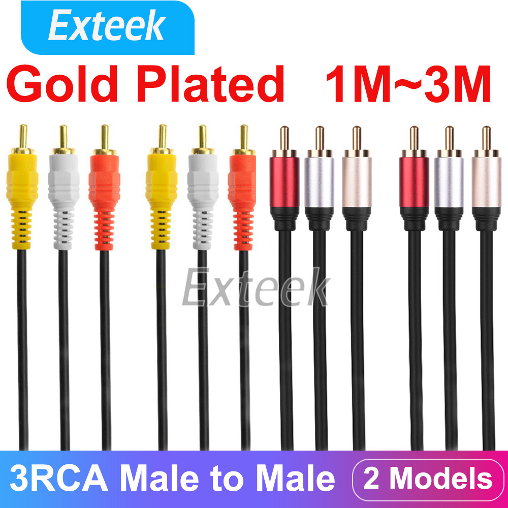 AV Cable 3RCA to 3 RCA Male Composite Audio Video Gold Plated 1.4 Meter TV DVD