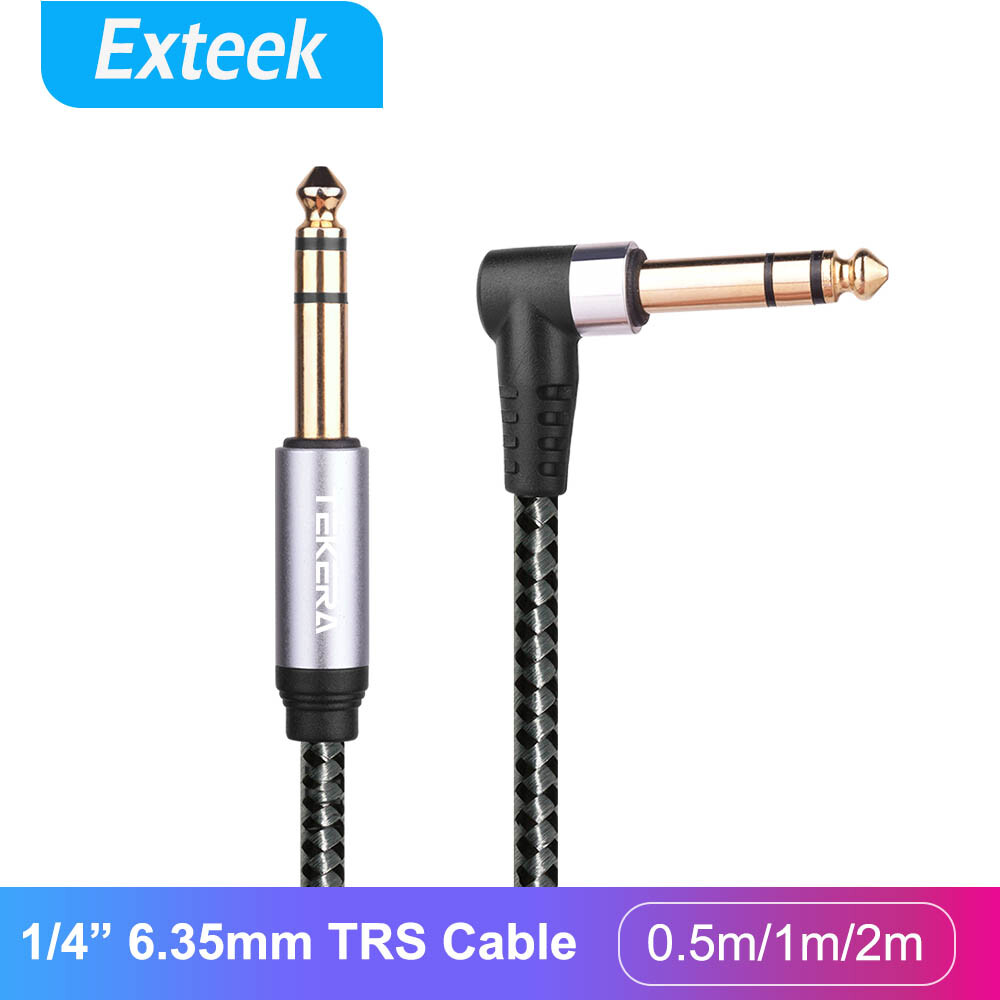 TEKERA TRS Cable 1/4 6.35mm Male Angle 90-degree Stereo Patch Lead 0.5 Pro Audio