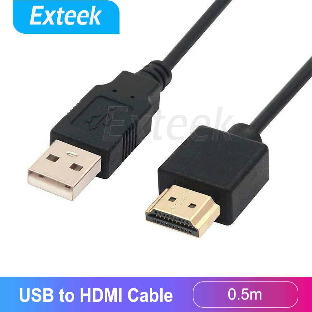 USB To HDMI Power Supply Charging Adapter Cable 50cm Black Laptop Smart Device