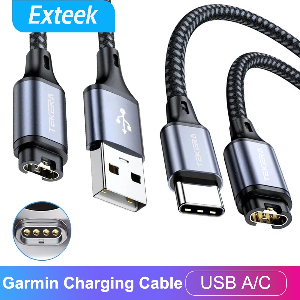 TEKERA USB A Magnetic Charging Cable 1.2m For Garmin Fenix 7 6X Black Watch