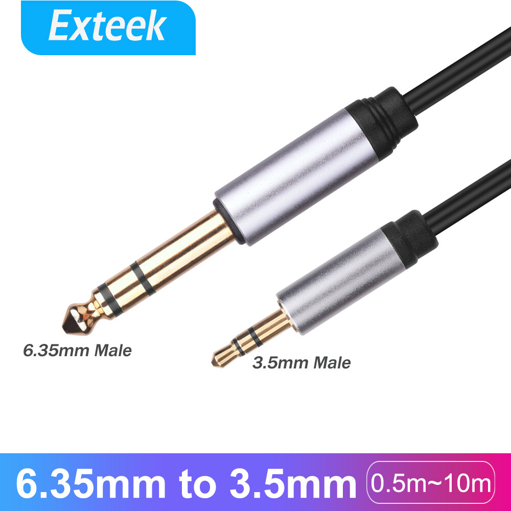 3.5mm To 6.35mm 1/4 Jack Male Auxiliary Stereo Audio Cable Gold Plated 1.5m