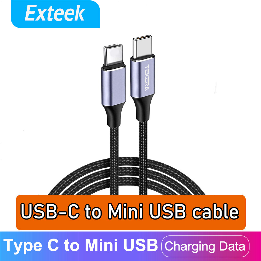 USB-C to Mini-USB Cable 5-pin OTG USB 2.0 Charging Sync Data 0.5M Black Braided