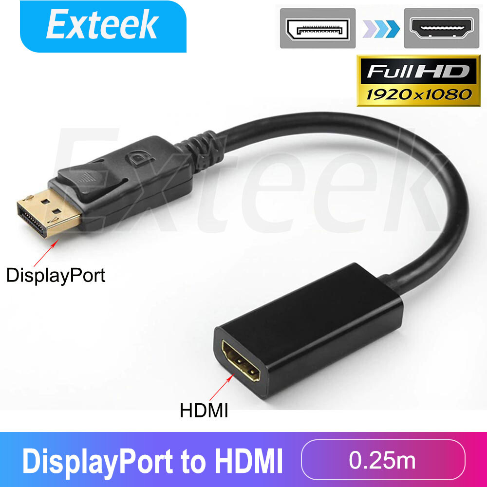 DisplayPort DP Male HDMI Female Adapter Converter 1080P 25cm Black 0.2M Standard