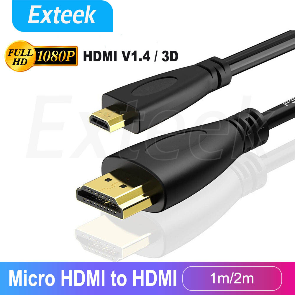 Micro HDMI to HDMI Standard Male Cable 1m Gold Plated 1080P Digital HDTV Lead