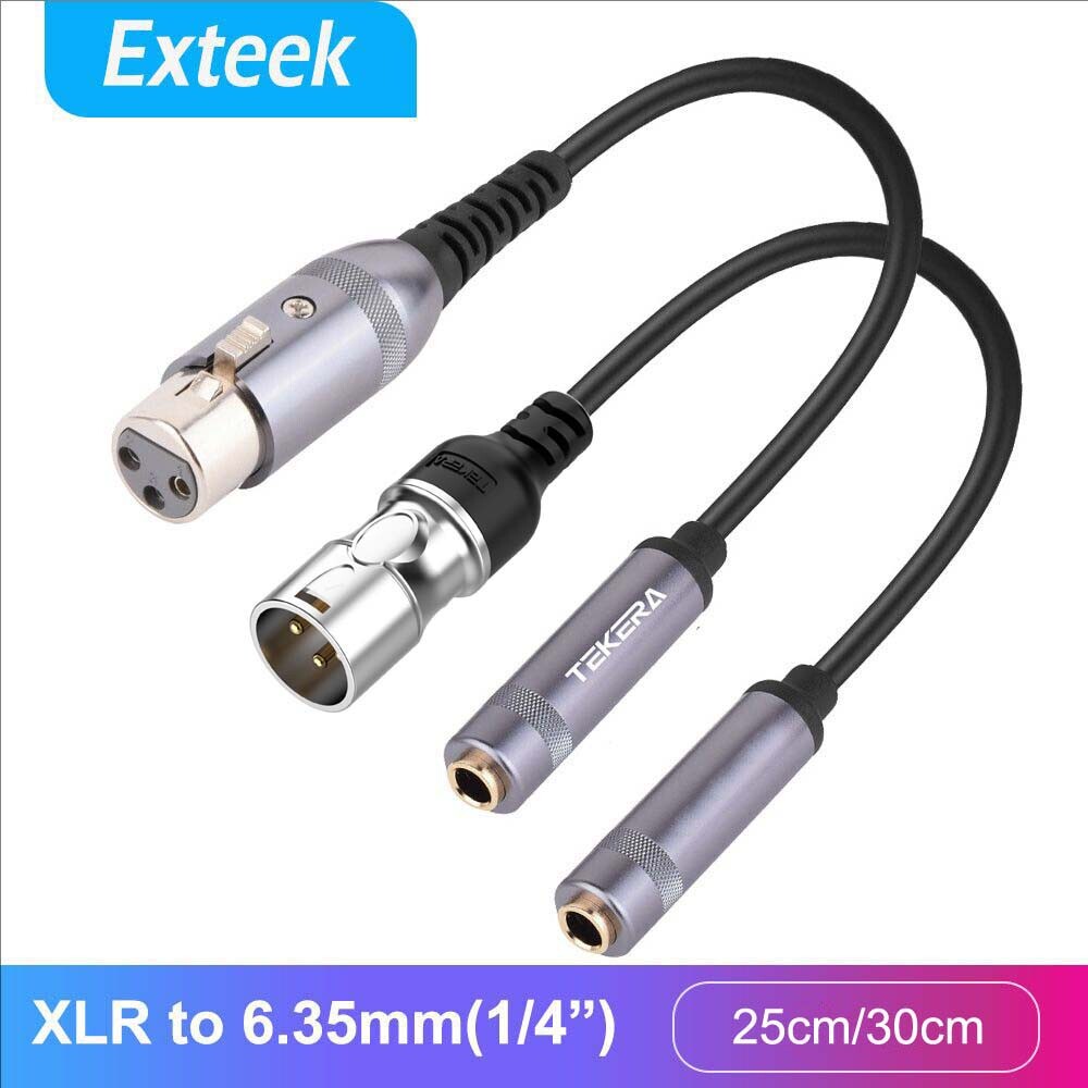 TEKERA XLR 3Pin Male to 6.35mm Female Stereo Audio Adapter Cable Metal 25cm/30cm