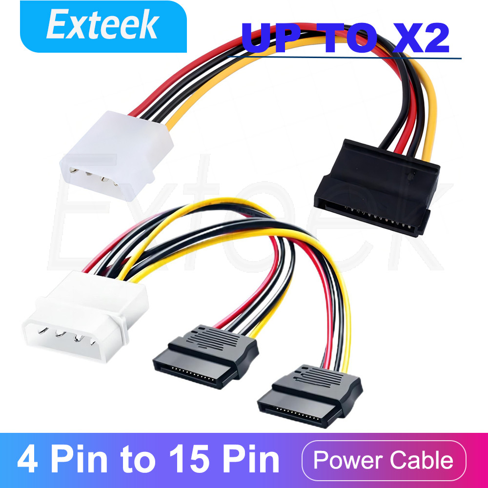 IDE Molex 4 2 SATA Power Splitter Cable 15 Pin 18cm SSD Hard Drive Male Female