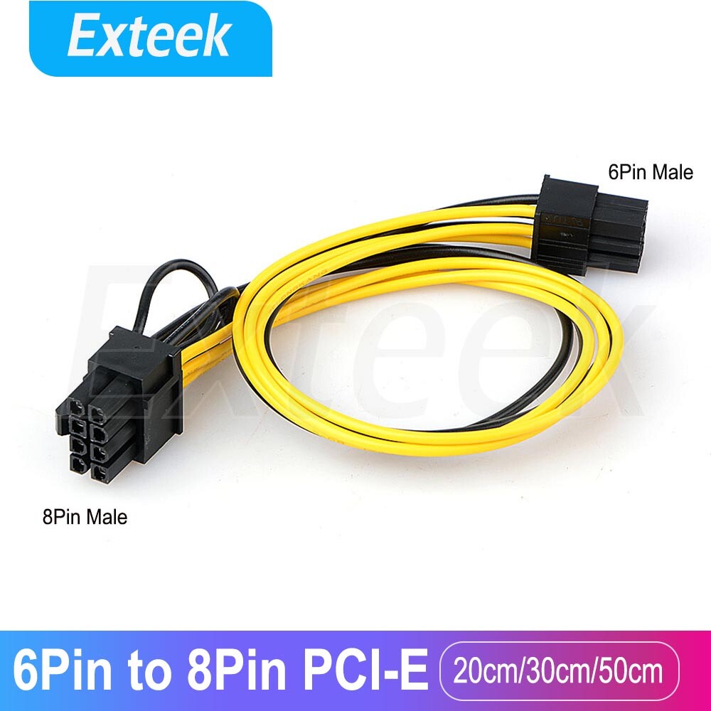 6 Pin Male to 8 Pin PCI Express Power Converter Cable GPU Video Card 20cm Black