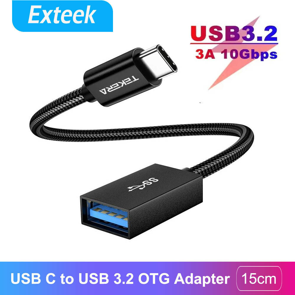USB-C OTG Cable Male to USB-A Female Adapter 10Gbps Data Sync Black 0.15m