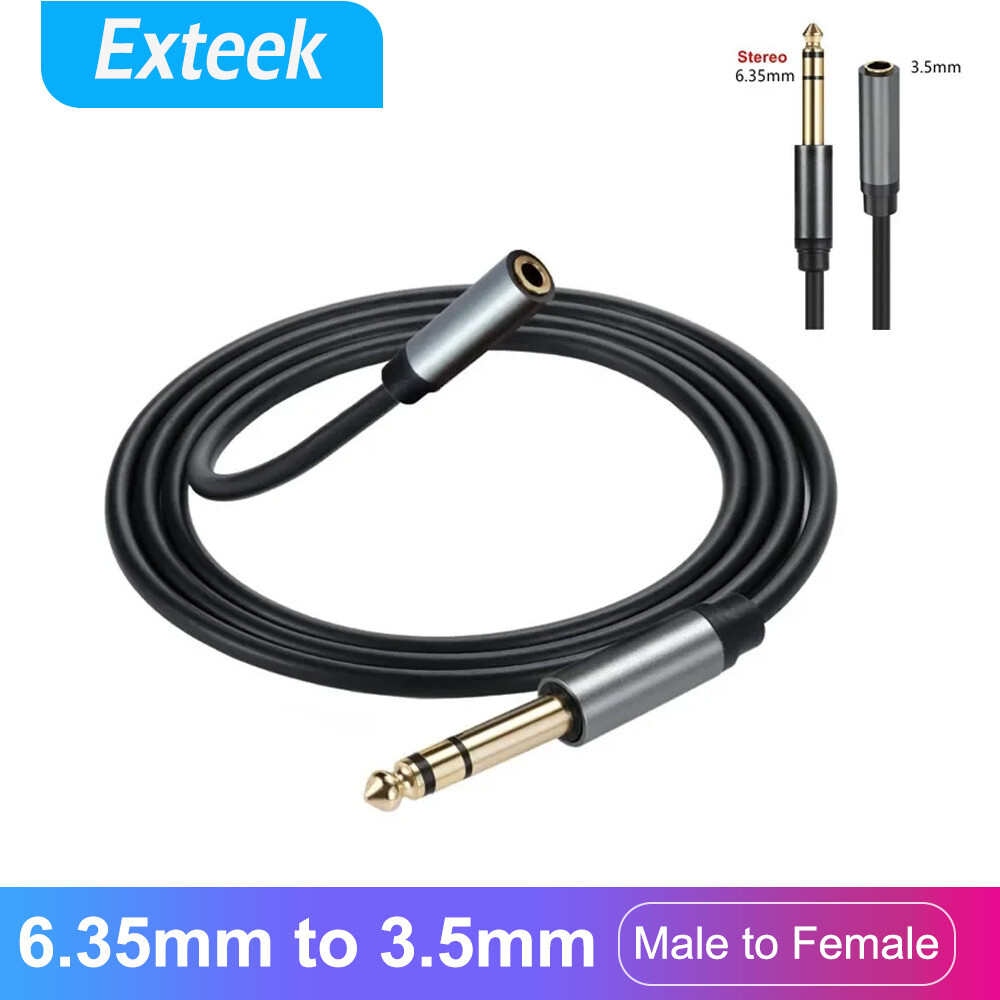 TEKERA 6.35mm 1/4 TRS Male to 3.5mm Female Stereo Audio Cable Gold Plated Grey