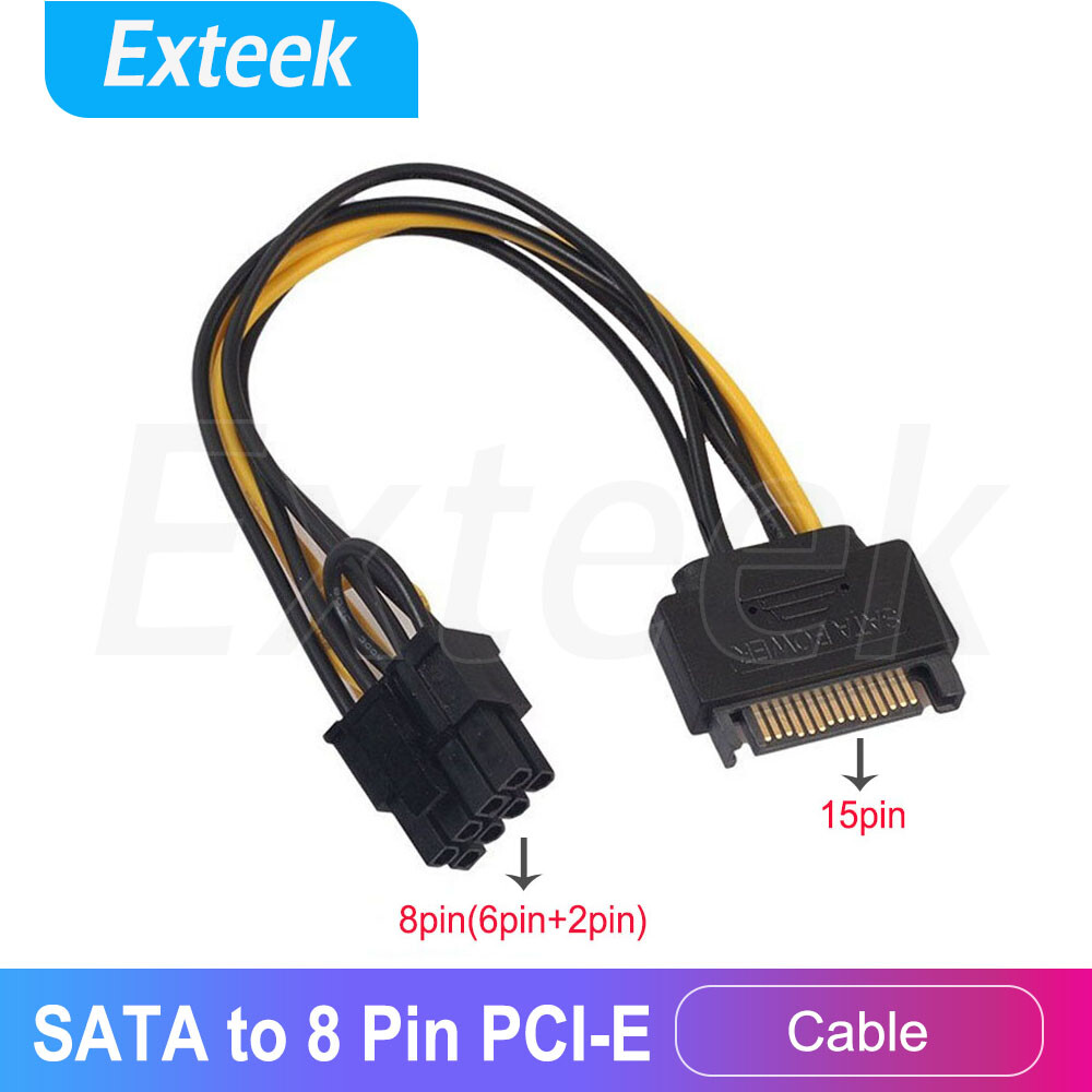 SATA 15PIN Male to PCI-E 8 Pin 6 2 Power Cable 18AWG 15cm Universal Black/Yellow