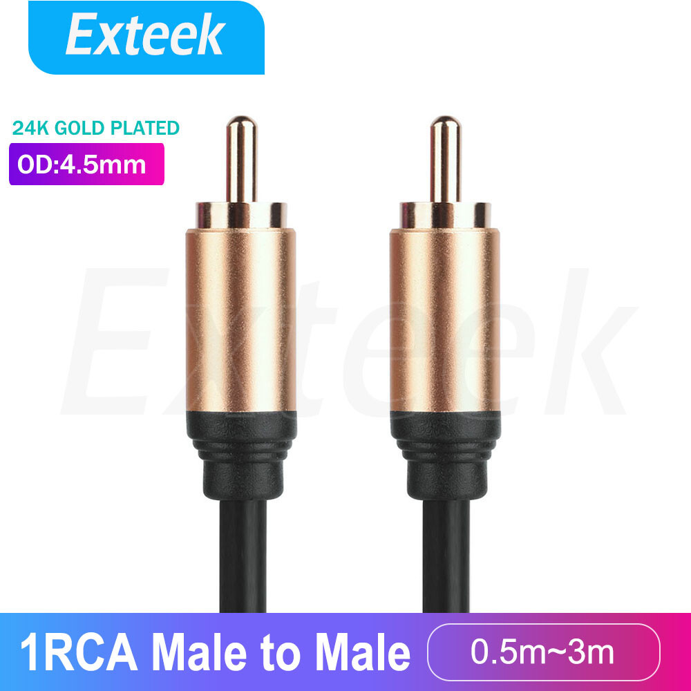 1RCA to 1RCA Male to Male Subwoofer Cable Gold Plated 50 cm Audio Video Digital