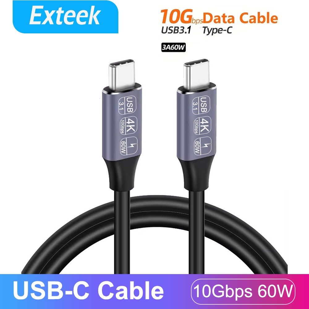 TEKERA USB-C to Type-C Cable 10Gbps Fast Charge Data 60W 0.5m Aluminium USB 3.1