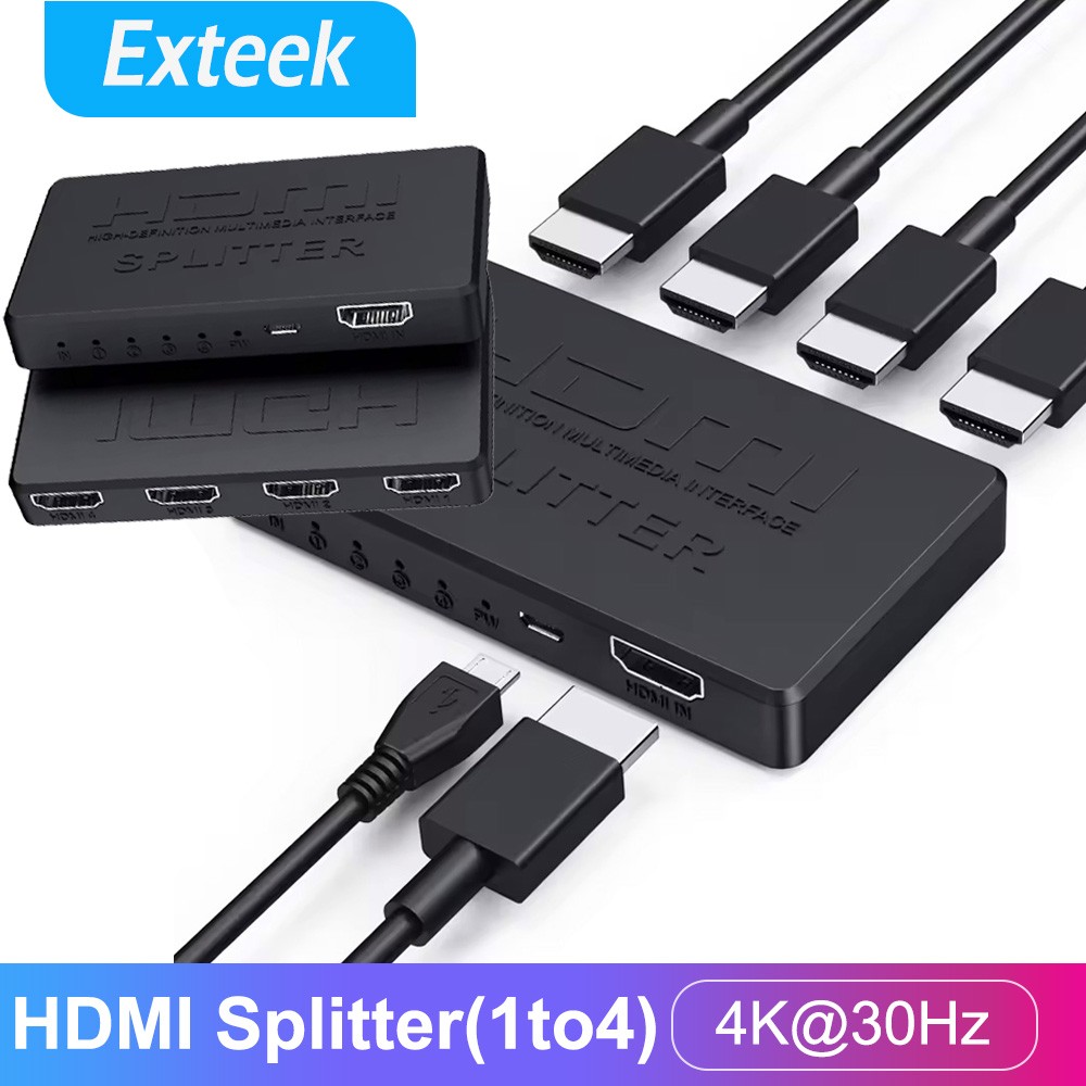 HDMI Splitter 1x4 1 in 4 Out 4K/2K Full HD 3D HDCP Bypass Universal