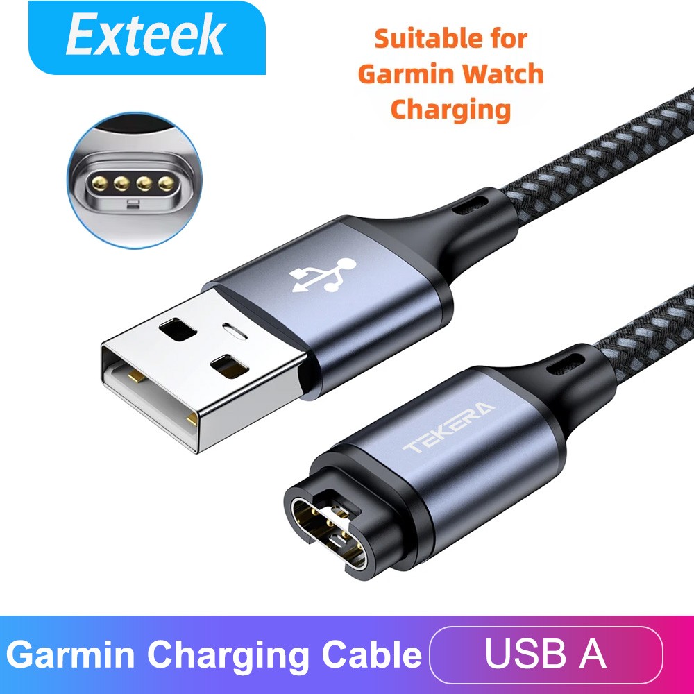 TEKERA USB Magnetic Charging Cable For Garmin Fenix 7 7S 7X 6X 5X Pro Black
