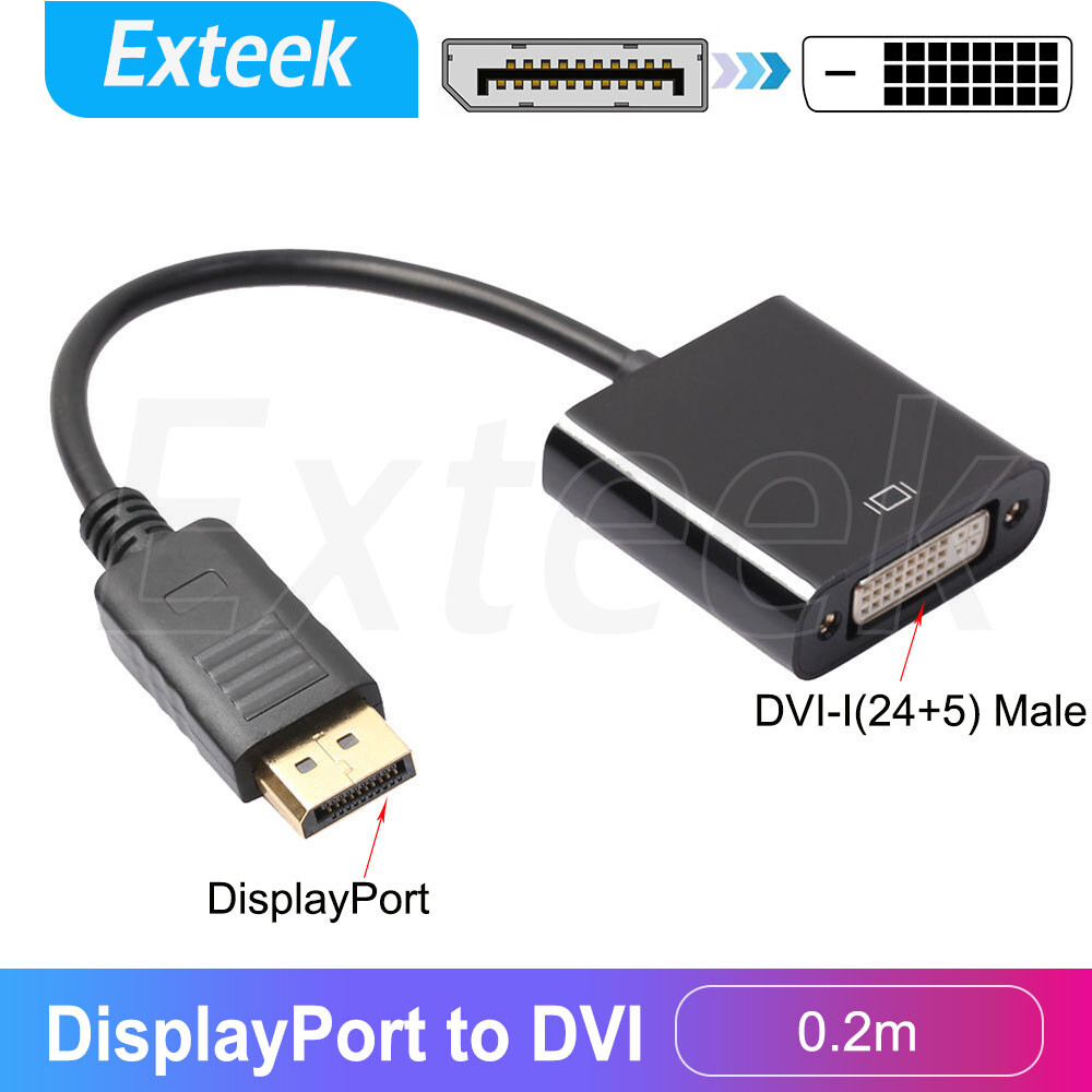 DisplayPort Male To DVI Female Converter Adapter Cable 0.2m Black 24 5 Pin
