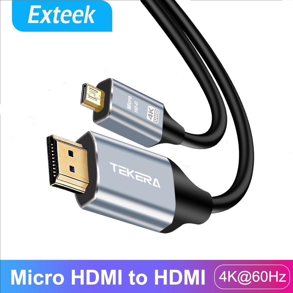 TEKERA Micro HDMI to HDMI Cable V2.0 4K 60Hz Braided Thin Gold Plated 1.2m/2m/3m