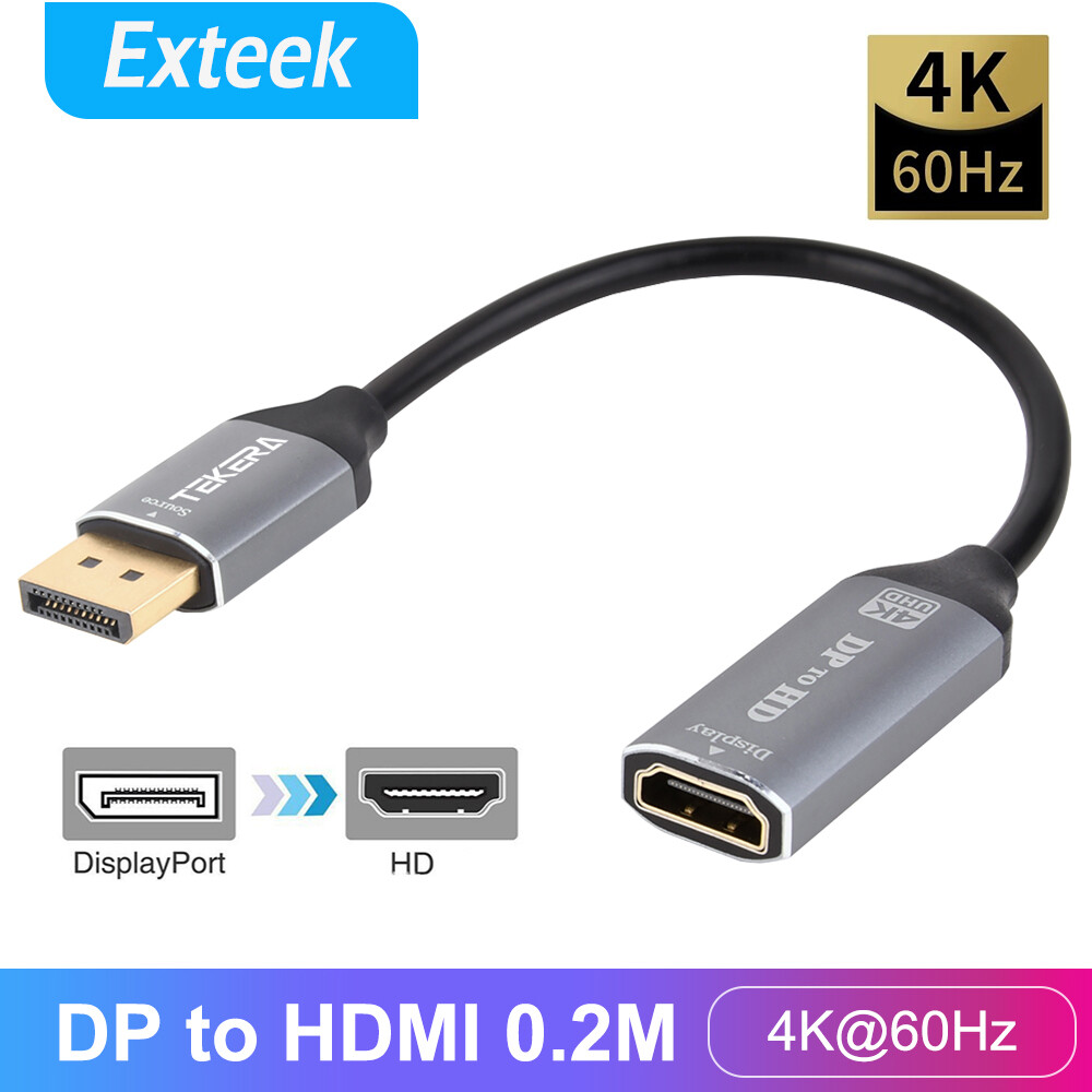 TEKERA DisplayPort DP Male to HDMI Female Adapter 4K 60Hz HDR 0.2m Black Cable