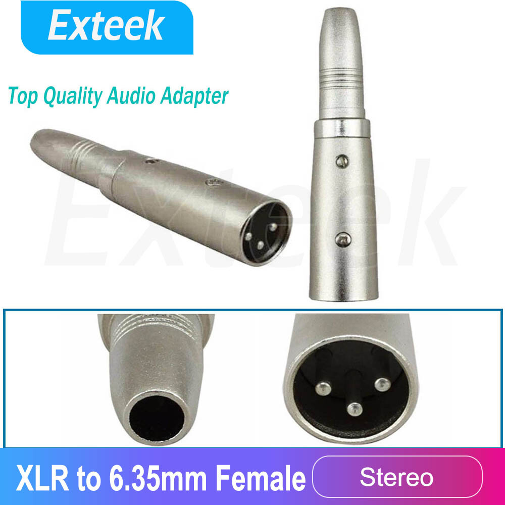3-Pin XLR Male to 6.35mm 1/4 Inch Stereo Female Audio Adapter Mic Line Silver
