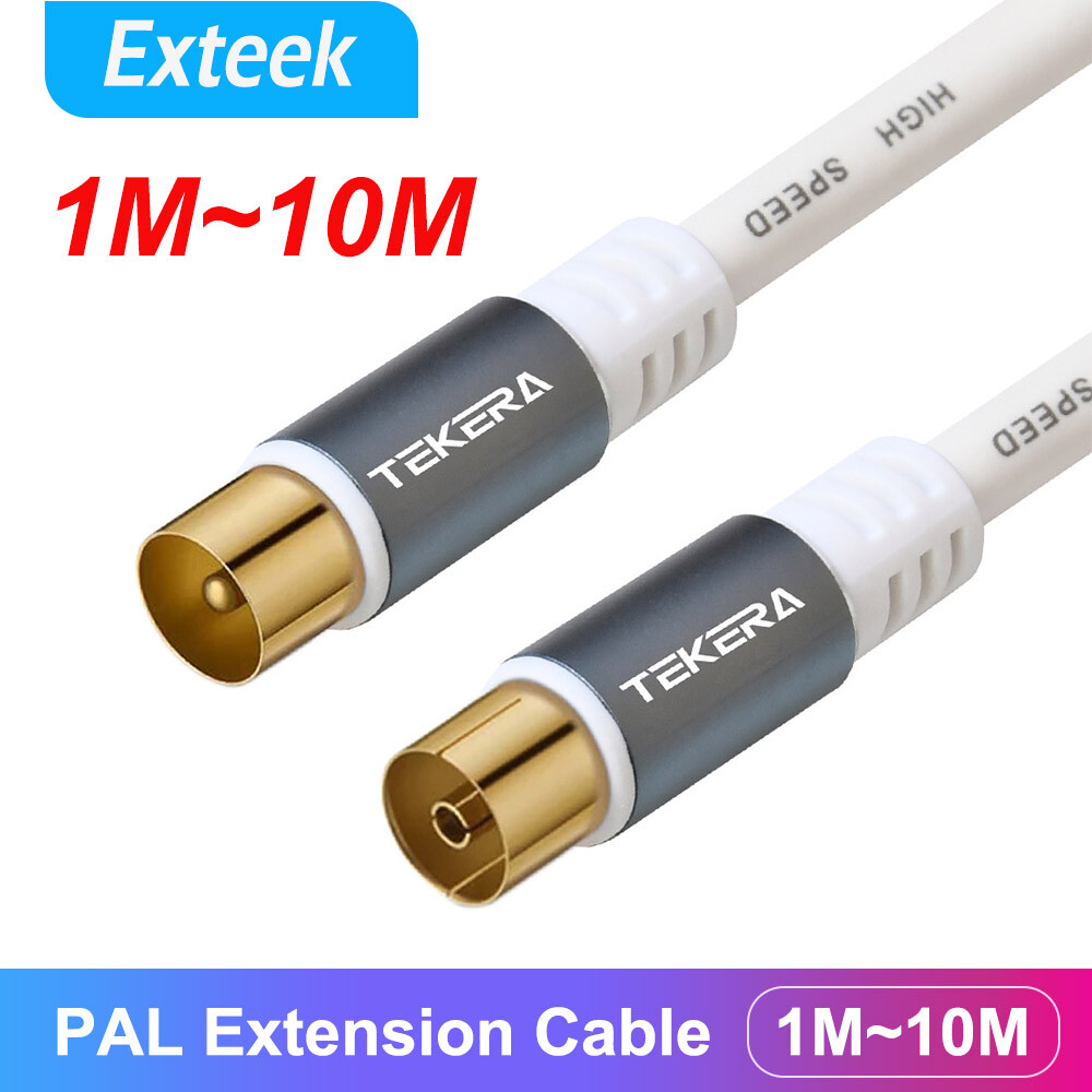 Tekera TV Antenna Extension Cable PAL Male to Female Aerial Coax 1m GOLD Plated