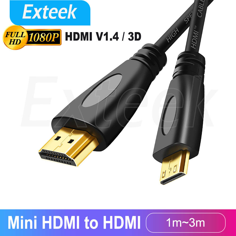 Mini HDMI Cable V1.4 3D Ethernet HD 1080p Gold Plated Black Tablet Smart Phone