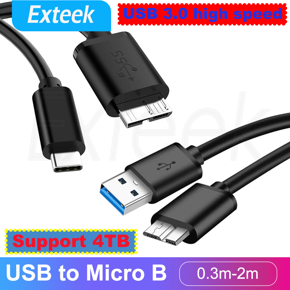 USB3.1 Male to Micro B Cable External HDD Hard Drive 10Gbps Black 0.3m Universal