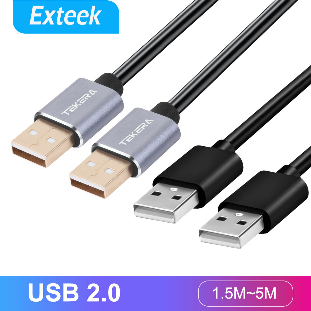 USB 2.0 Type-A Male to Male Extension Cable Connection 1m Black Round Data Cord