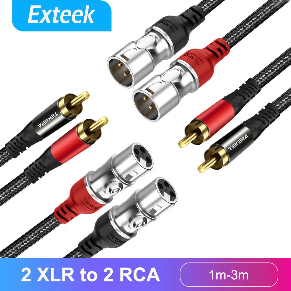 Dual XLR Female/Male to Dual RCA Male Audio Patch Cable 24k Gold-Plated Black