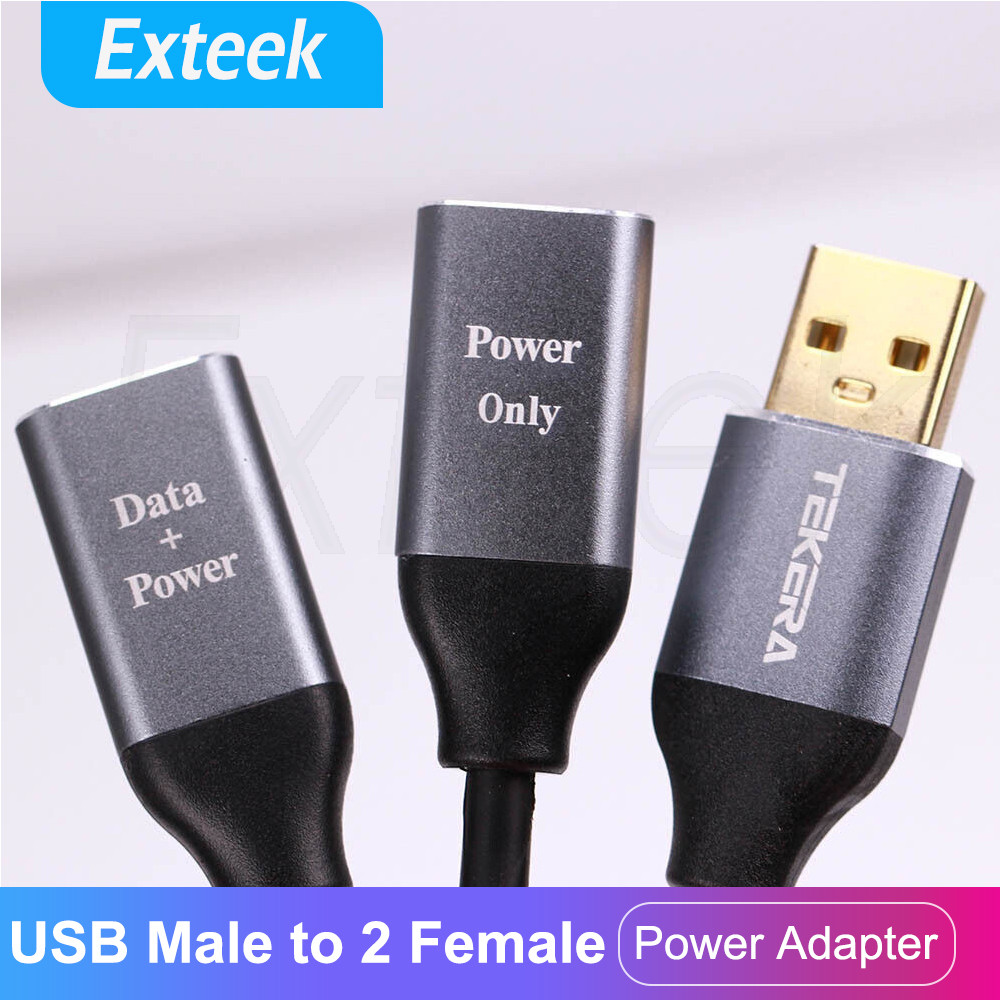 USB 2.0 Standard A-Male 2 A-Female Splitter Cable Powered Universal 30 cm Silver