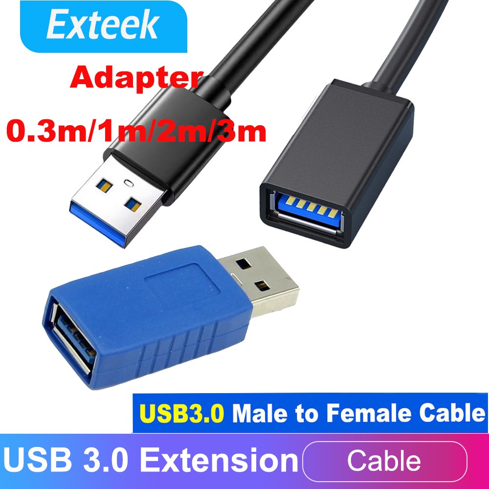 USB 3.0 Male to Female Data Extension Cable Super Speed Blue 4.8 Gbps PC Mac