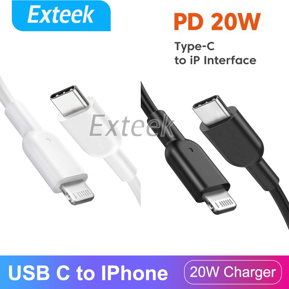 20W USB Type-C Fast Charger PD Cable For iPhone 14 13 12 Pro Max iPad Black