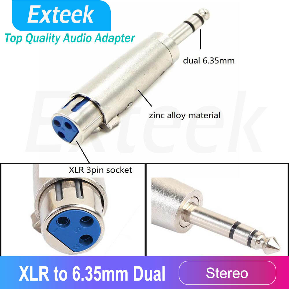 XLR Female to STEREO Dual TRS 6.35mm 1/4 Inch MALE Balanced Audio Adapter