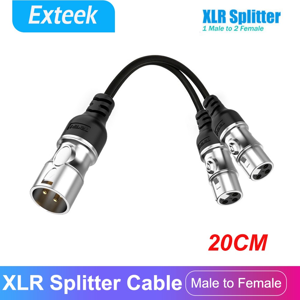 Professional Y-Cable Signal Splitter XLR Male Dual XLR Female 10cm Black Cable