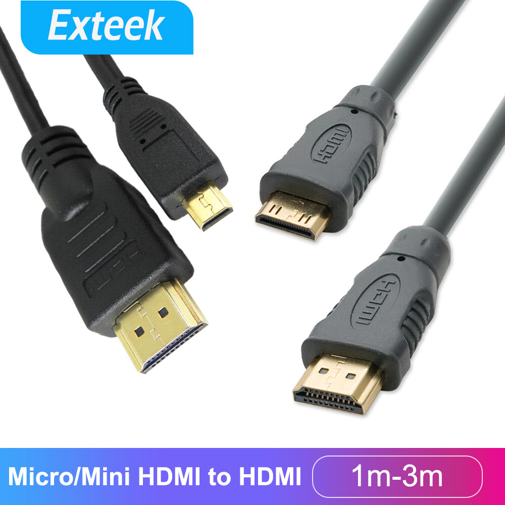 Micro / Mini HDMI to HDMI Cable V1.4 4K 1080P 3D Black Gold Plated Portable