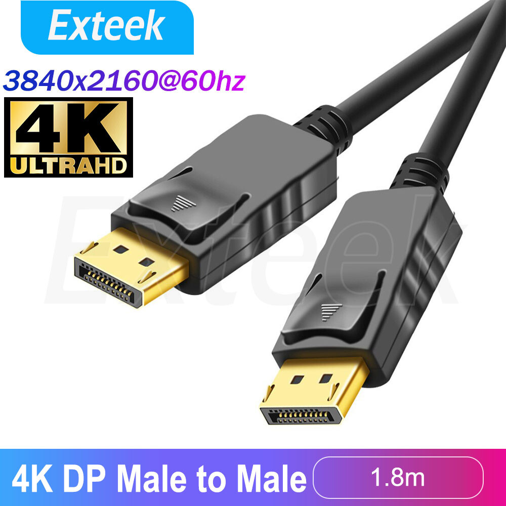 DisplayPort DP Cable Male to Male 1.8m Black 4K 3840x2160 60Hz 3D Gold-Plated