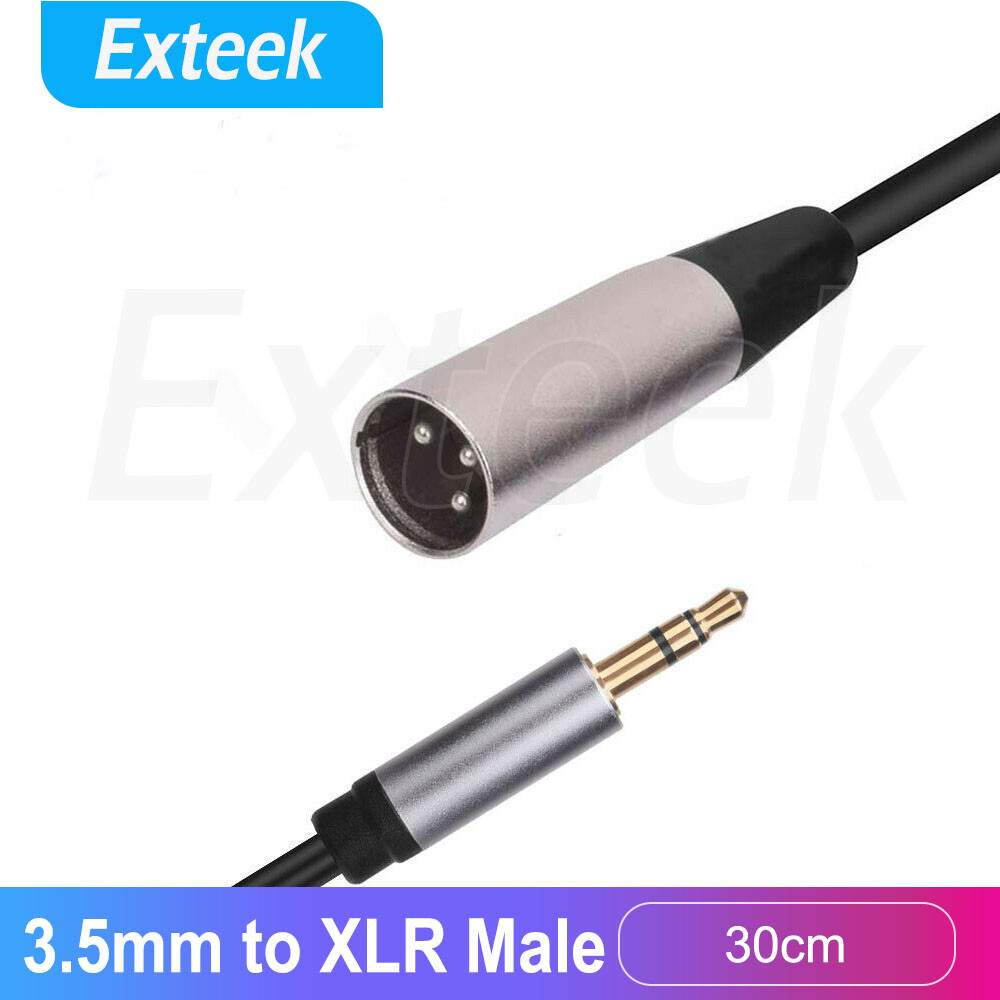 3.5mm Stereo Jack Male to XLR 3-Pin Male Audio Cable 0.3m Black PC/Laptop