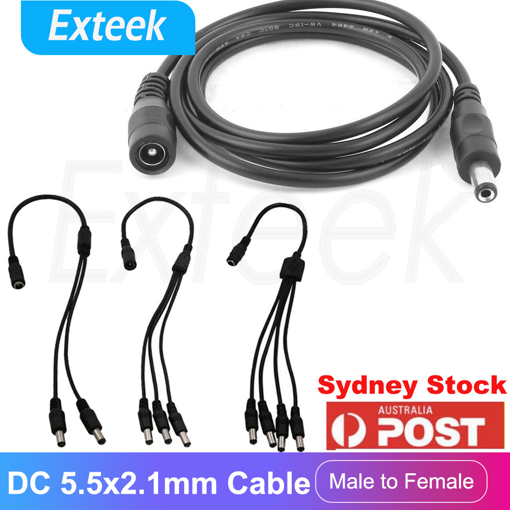DC 5.5x2.1mm 1 Female to 2/3/4 Male CCTV Camera LED Power Splitter 39CM